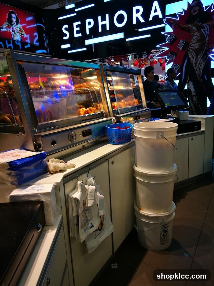 Food display and Sephora signage
