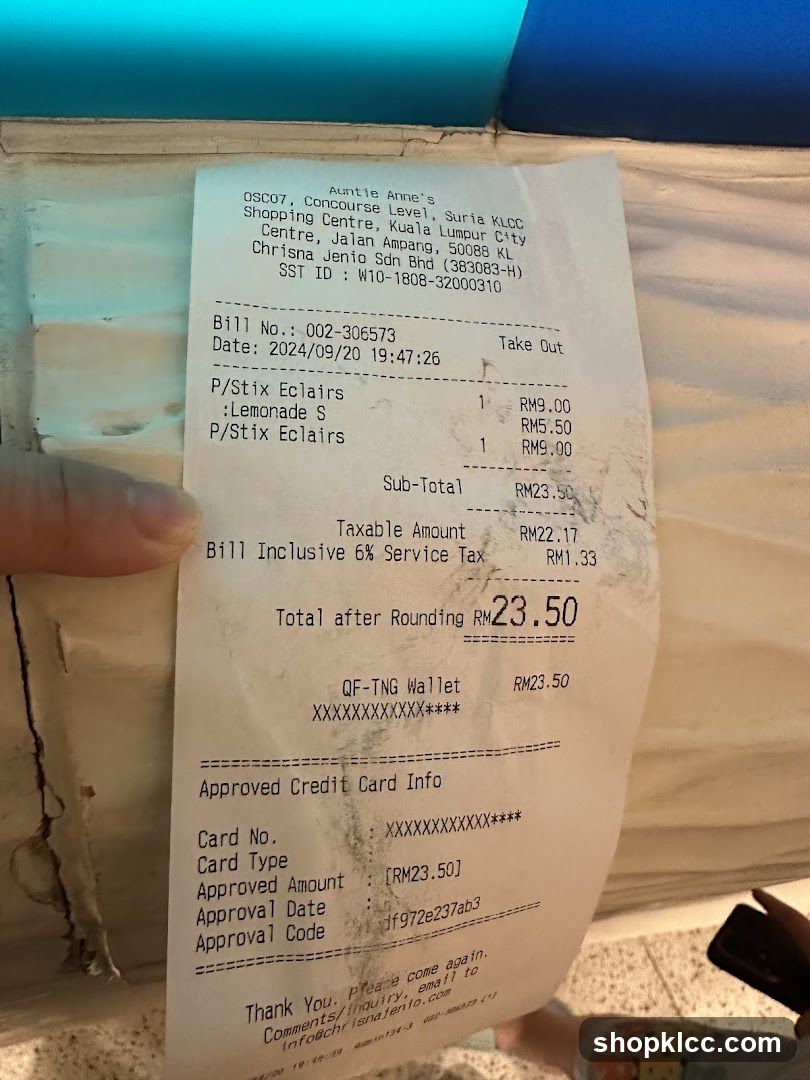 Auntie Anne's Receipt