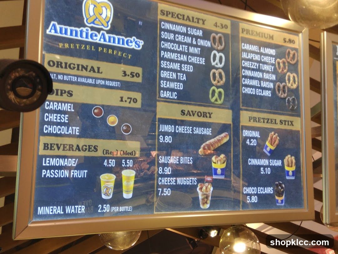 Auntie Anne's Pretzel Perfect Menu