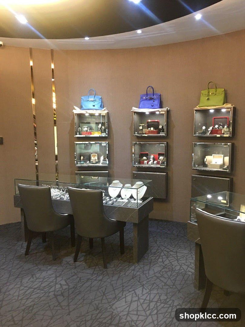Luxury handbag and watch store interior