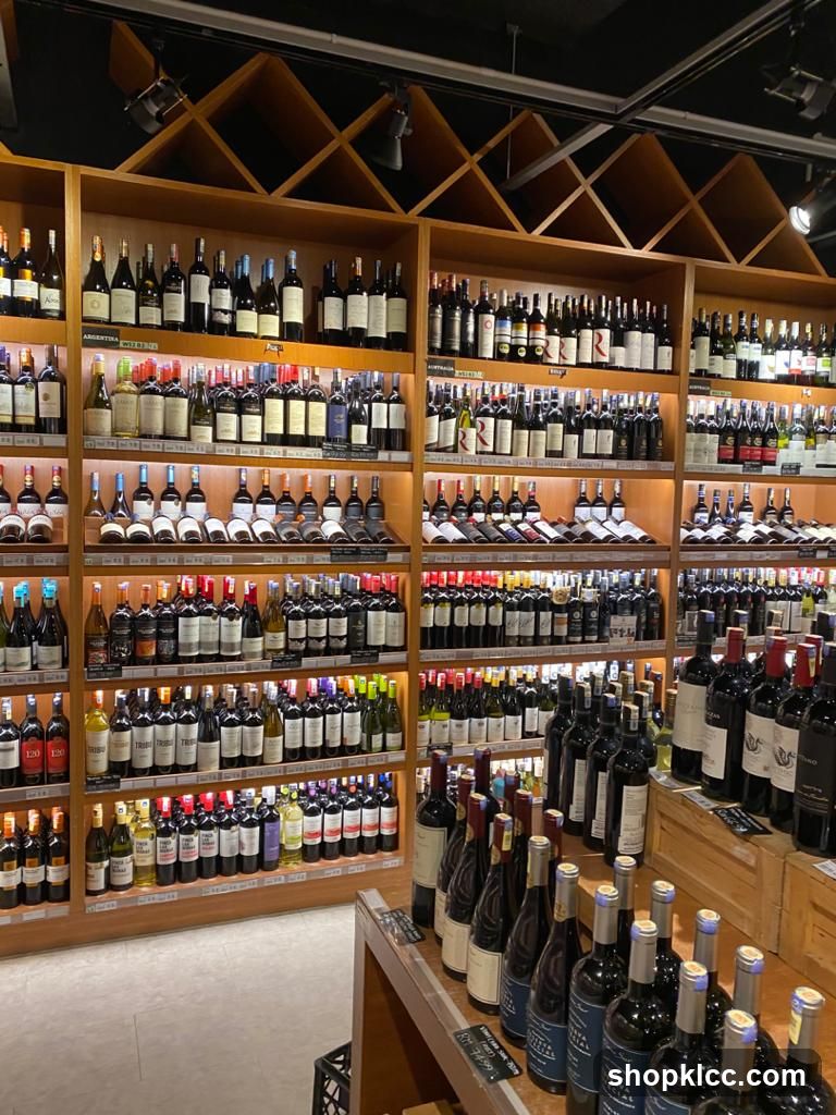Wine bottles on shelves