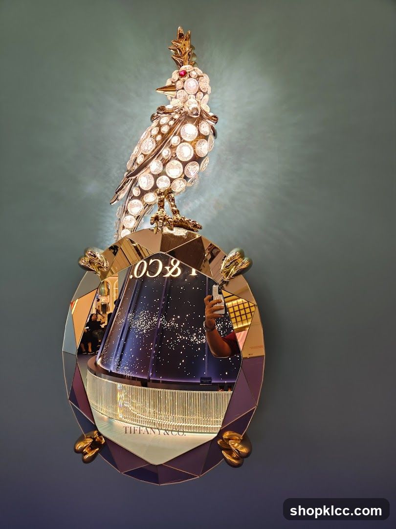 Jeweled Bird Sculpture and Mirror