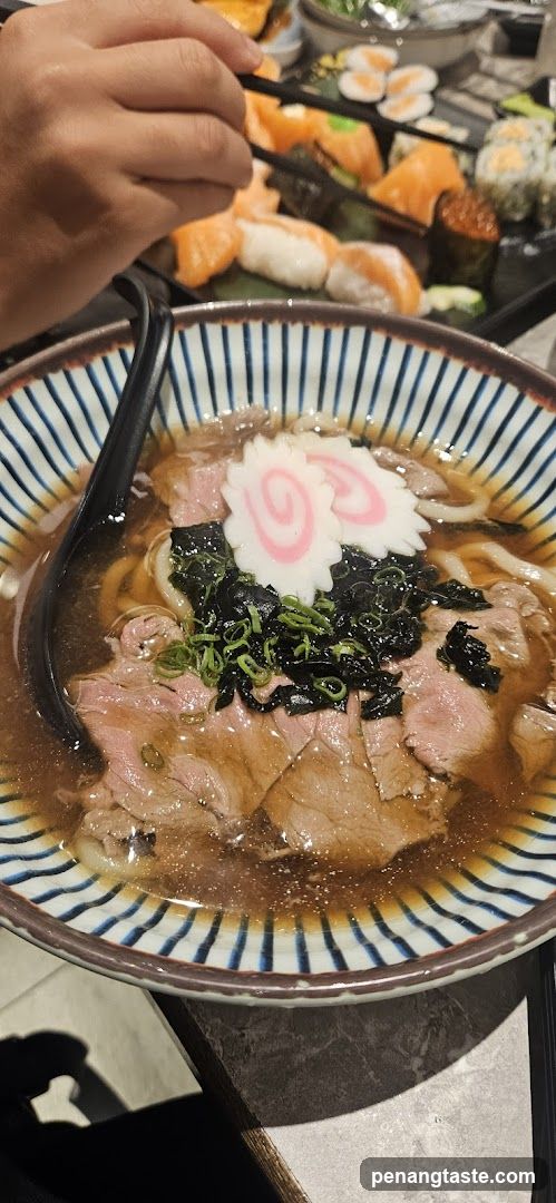 Beef Udon Soup and Sushi