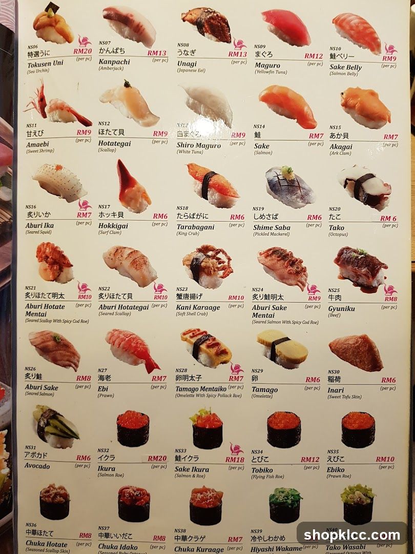 Sushi Menu