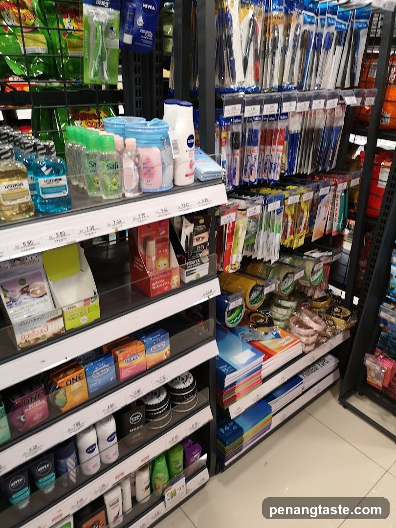 Store Shelves with Personal Care and Stationery Items