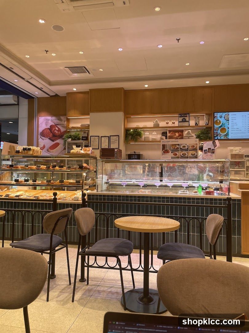 Bakery Interior with Display Cases and Seating