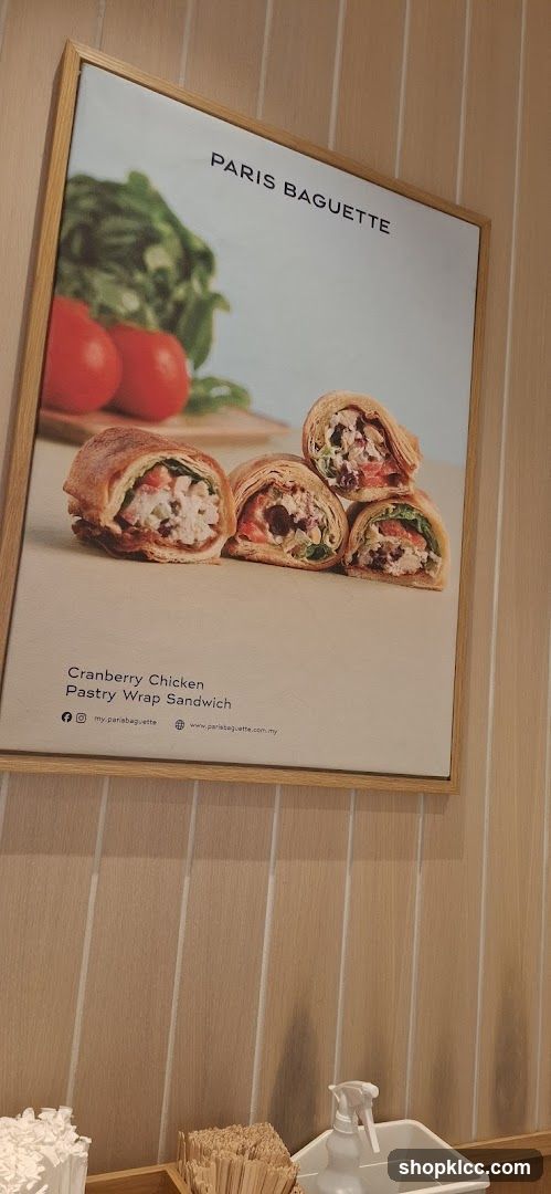 Paris Baguette Cranberry Chicken Pastry Wrap Sandwich Advertisement