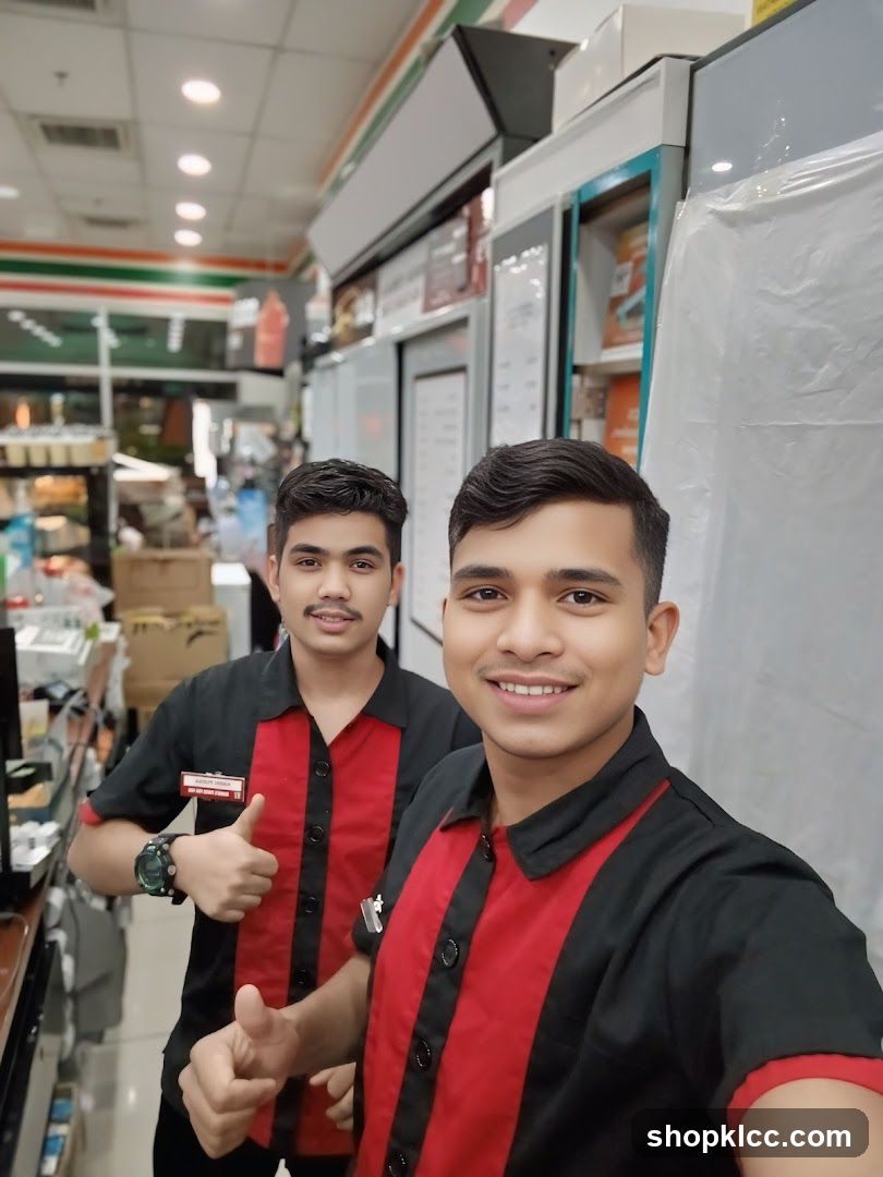 Two employees in a convenience store