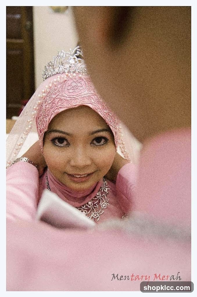 Bride in Pink Hijab and Tiara