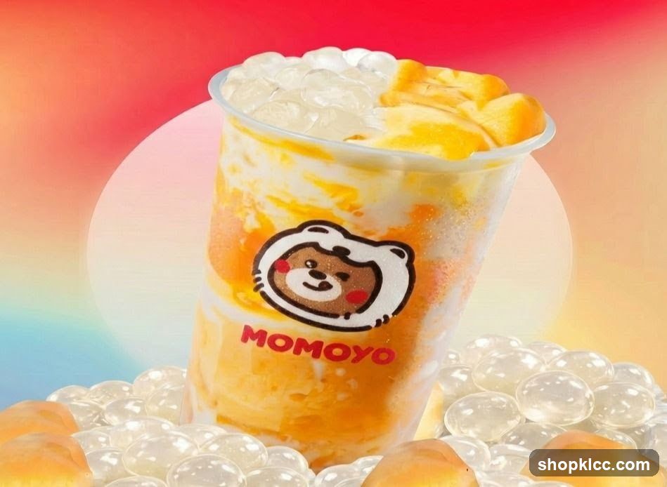 Mango drink with boba