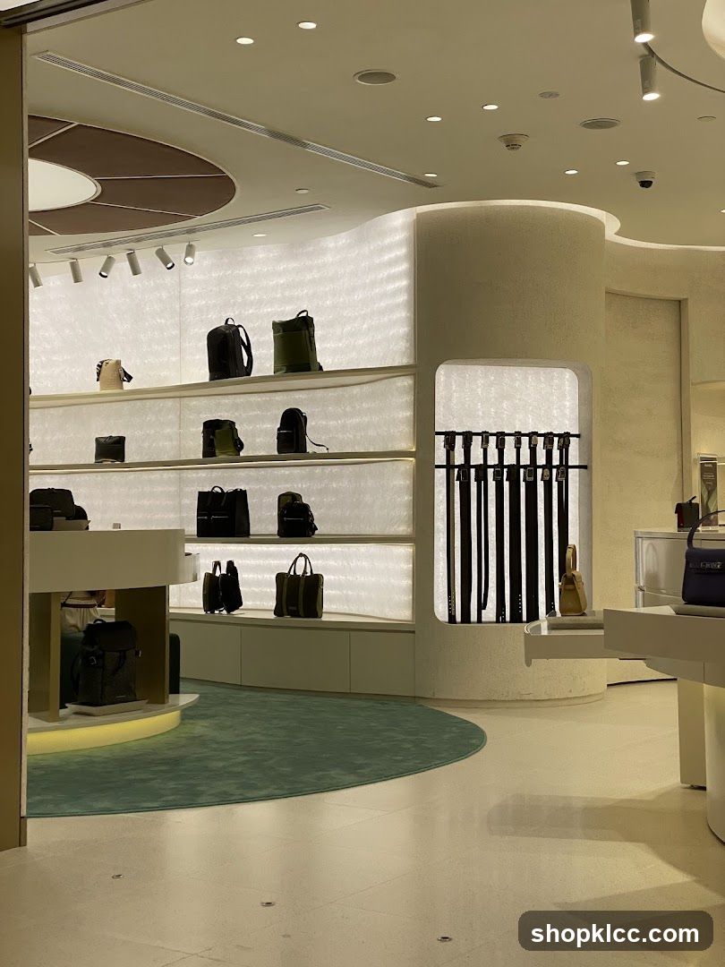 Bags displayed on shelves