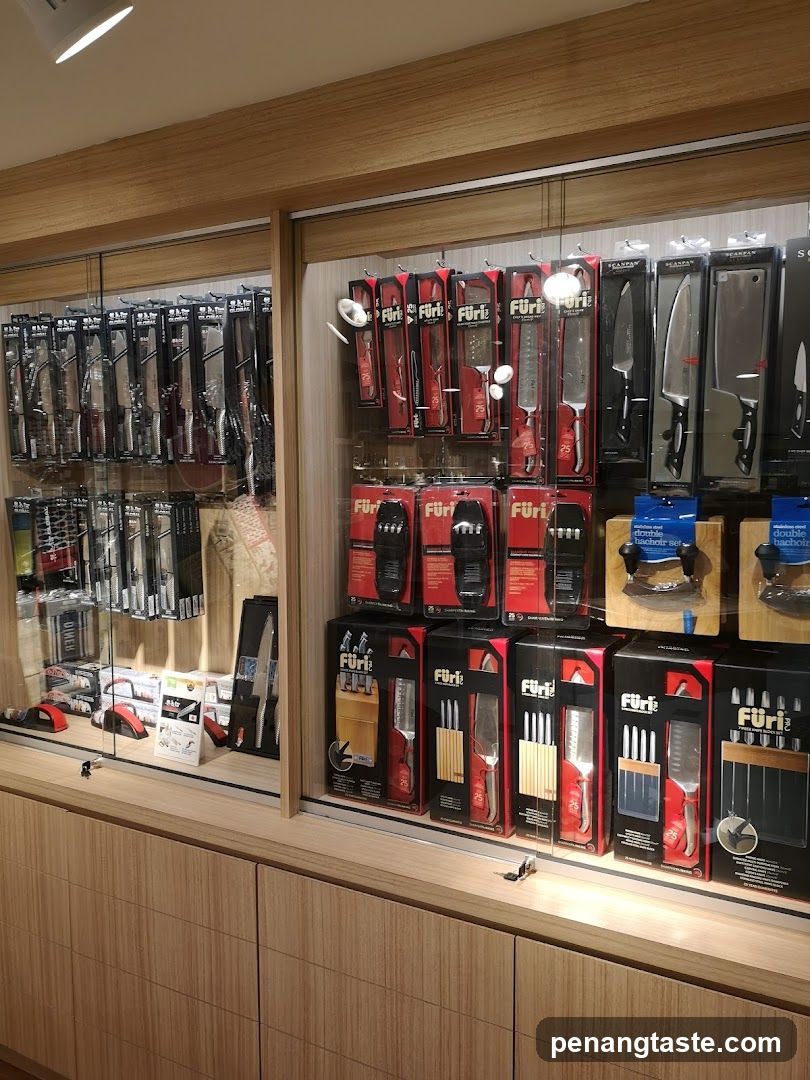 Display of knives and kitchenware