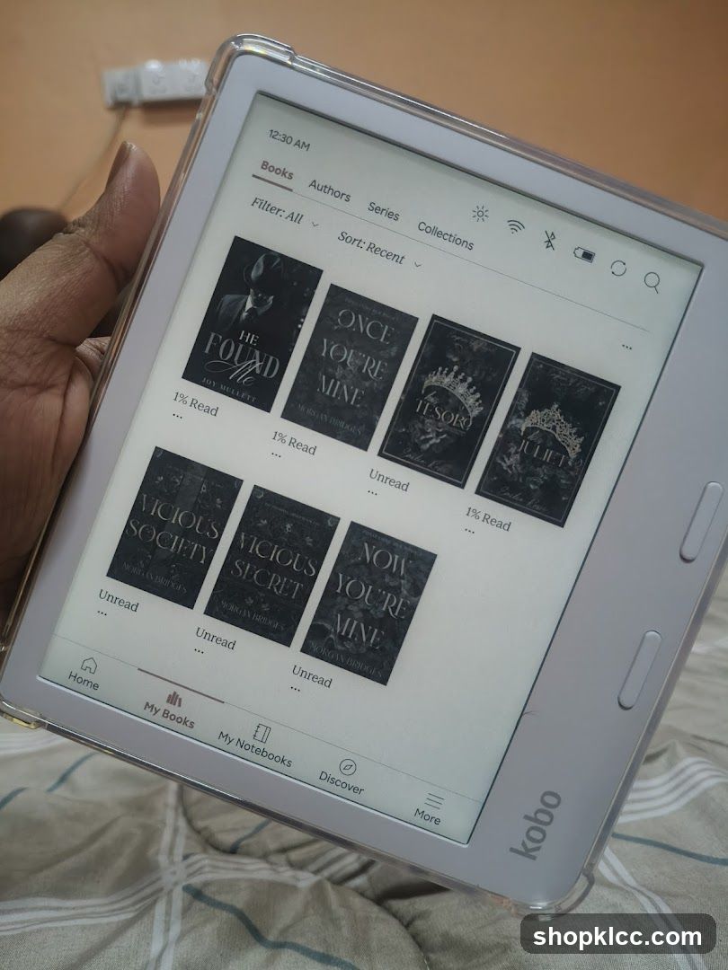 E-reader Displaying Books