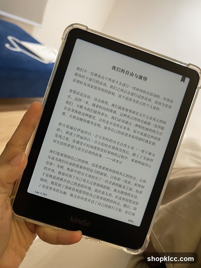 Kindle E-reader Displaying Text