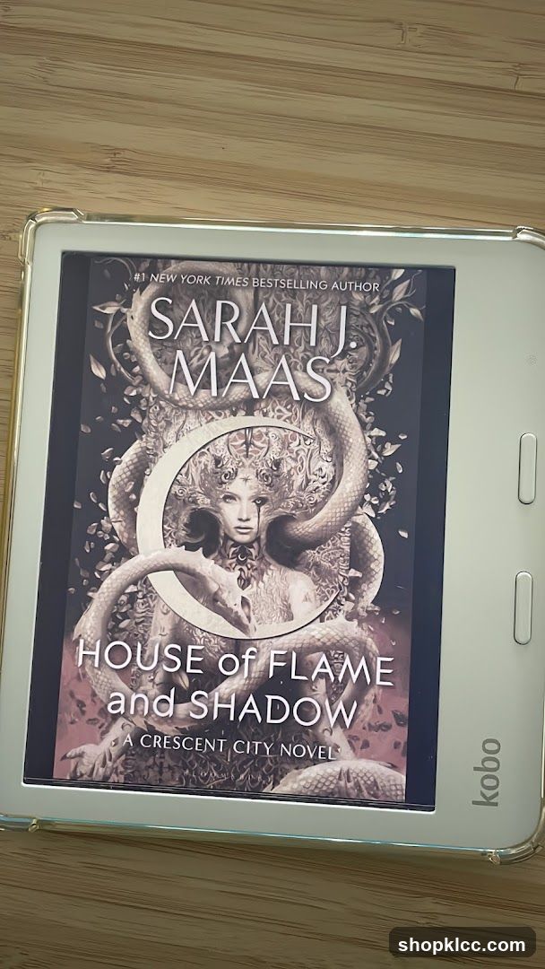 E-reader displaying book cover