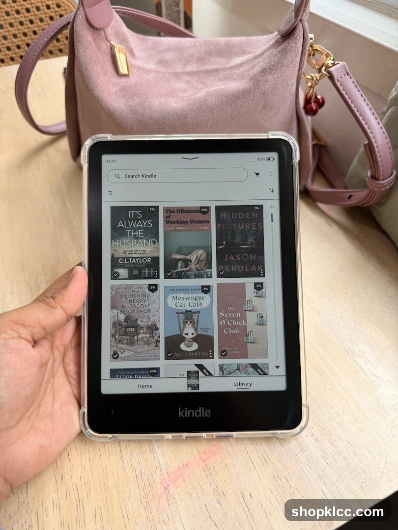 Kindle E-reader Displaying Book Covers