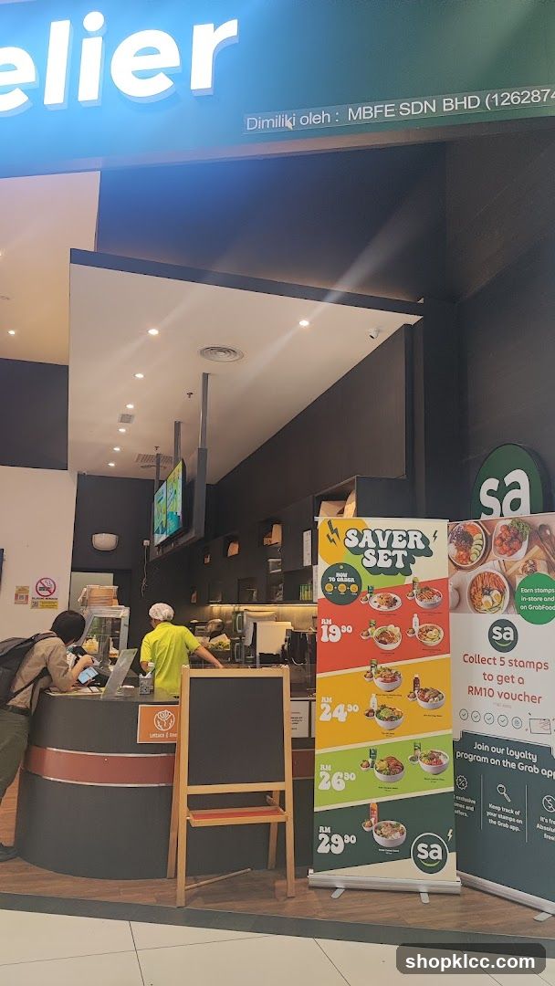 Food stall with promotional banners