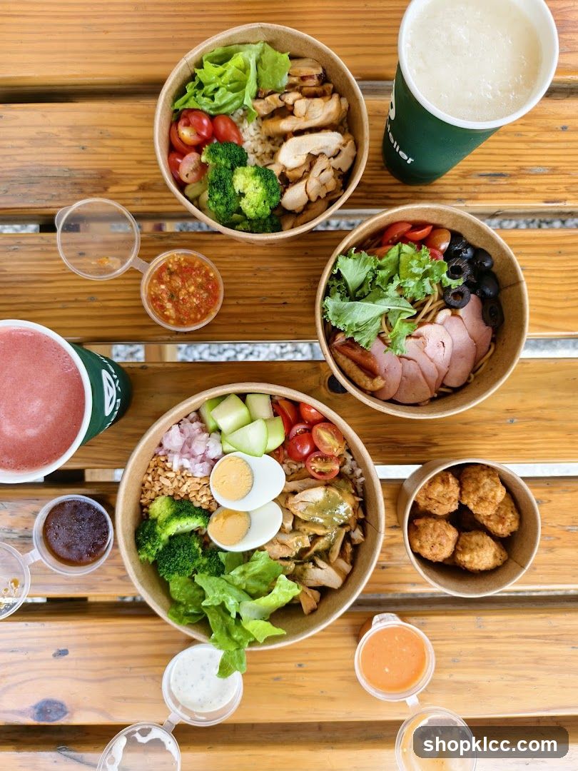 Bowl Meal Spread on Wooden Table