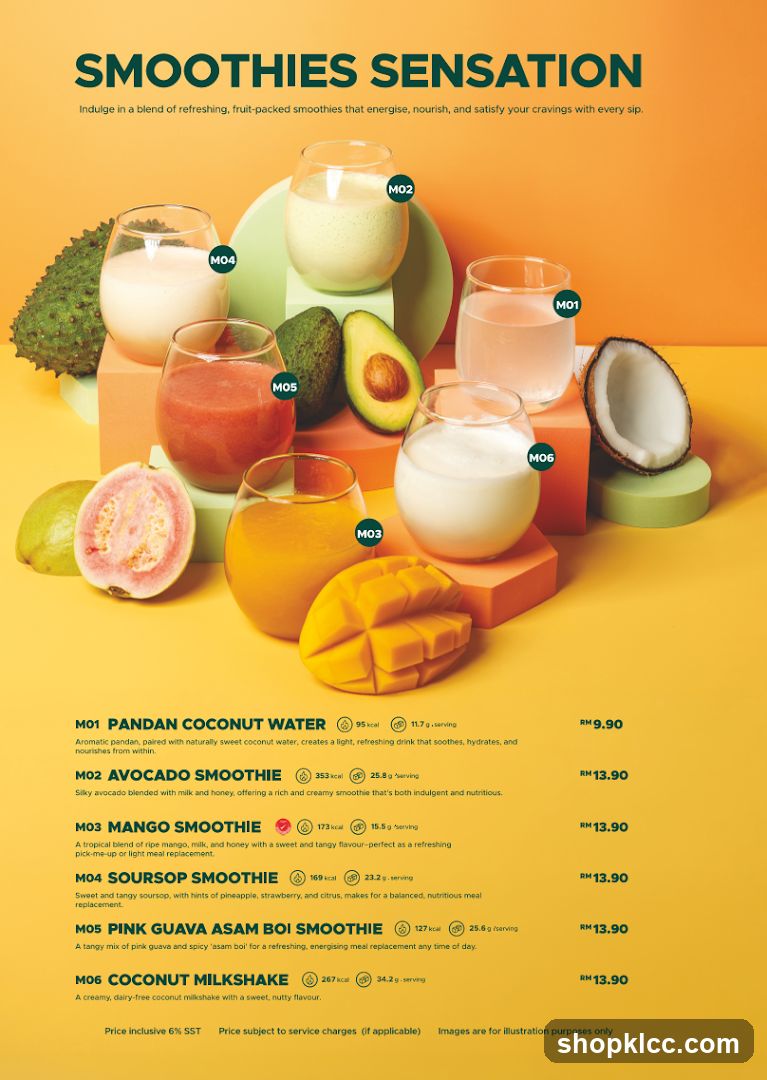 Smoothies Sensation Menu