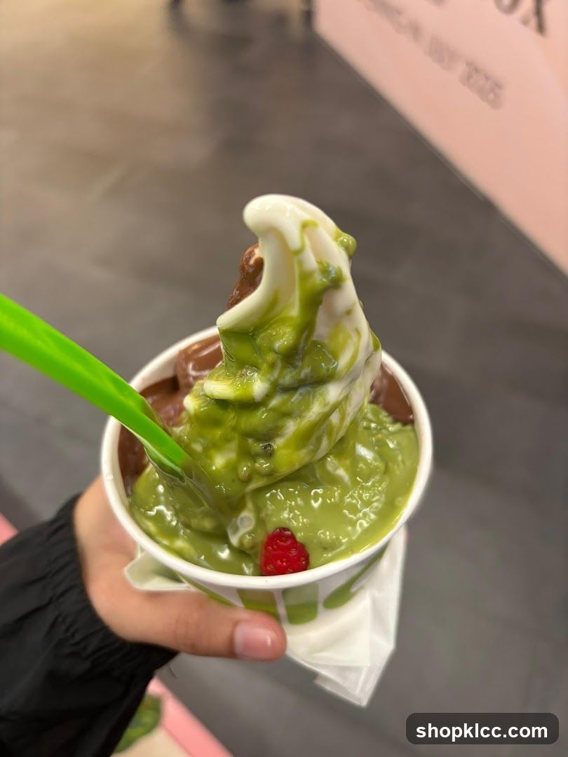 Matcha and Chocolate Soft Serve Ice Cream