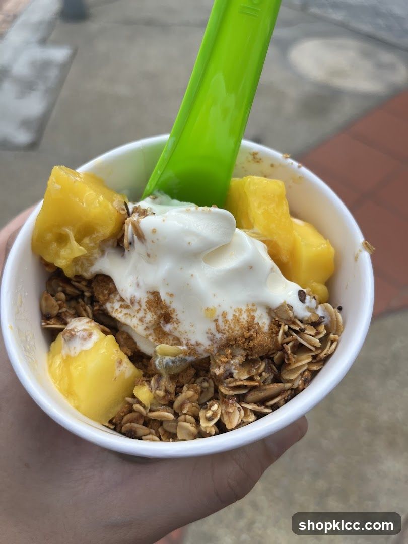 Frozen Yogurt with Mango and Granola