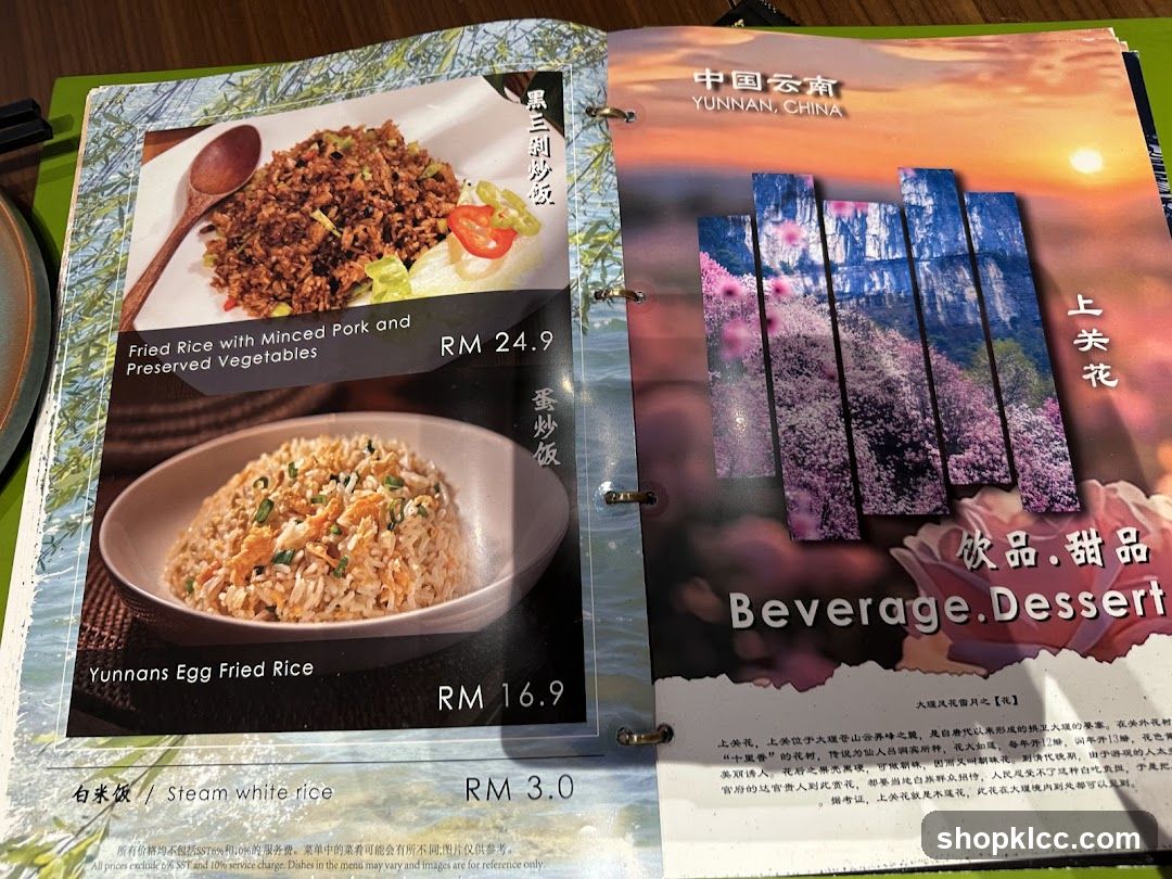 Yunnan Menu