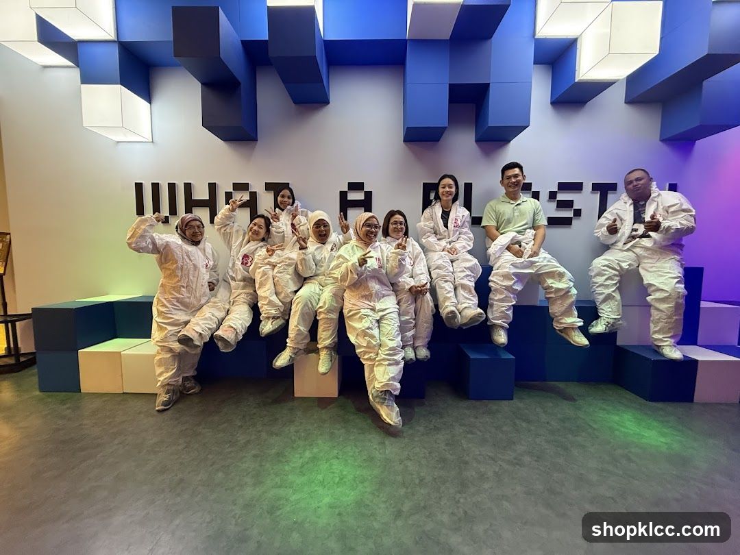 Group Posing in Futuristic Room