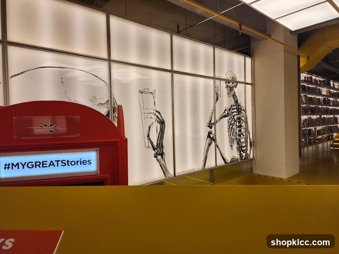 Exhibition Display with Skeletons and Hashtag