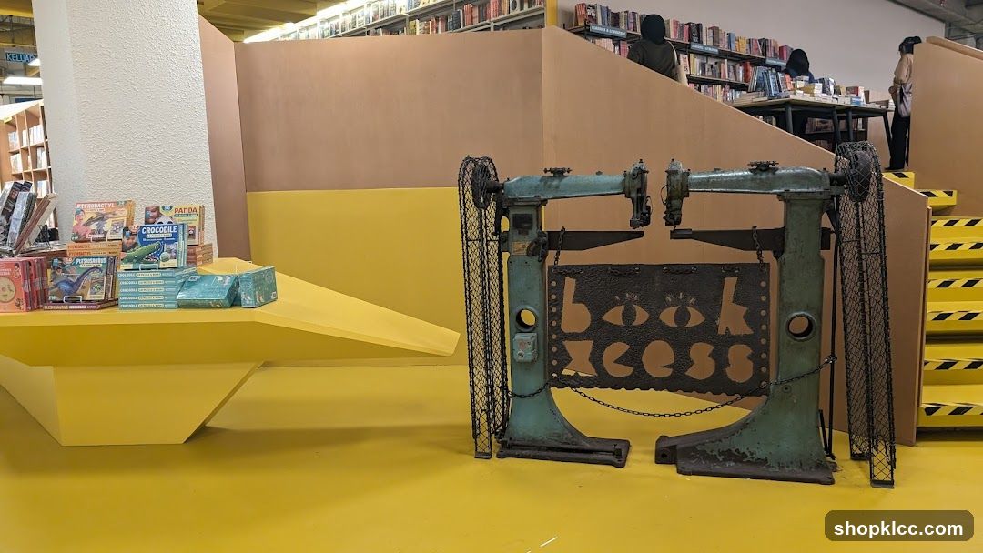 Bookstore Display with Vintage Machine