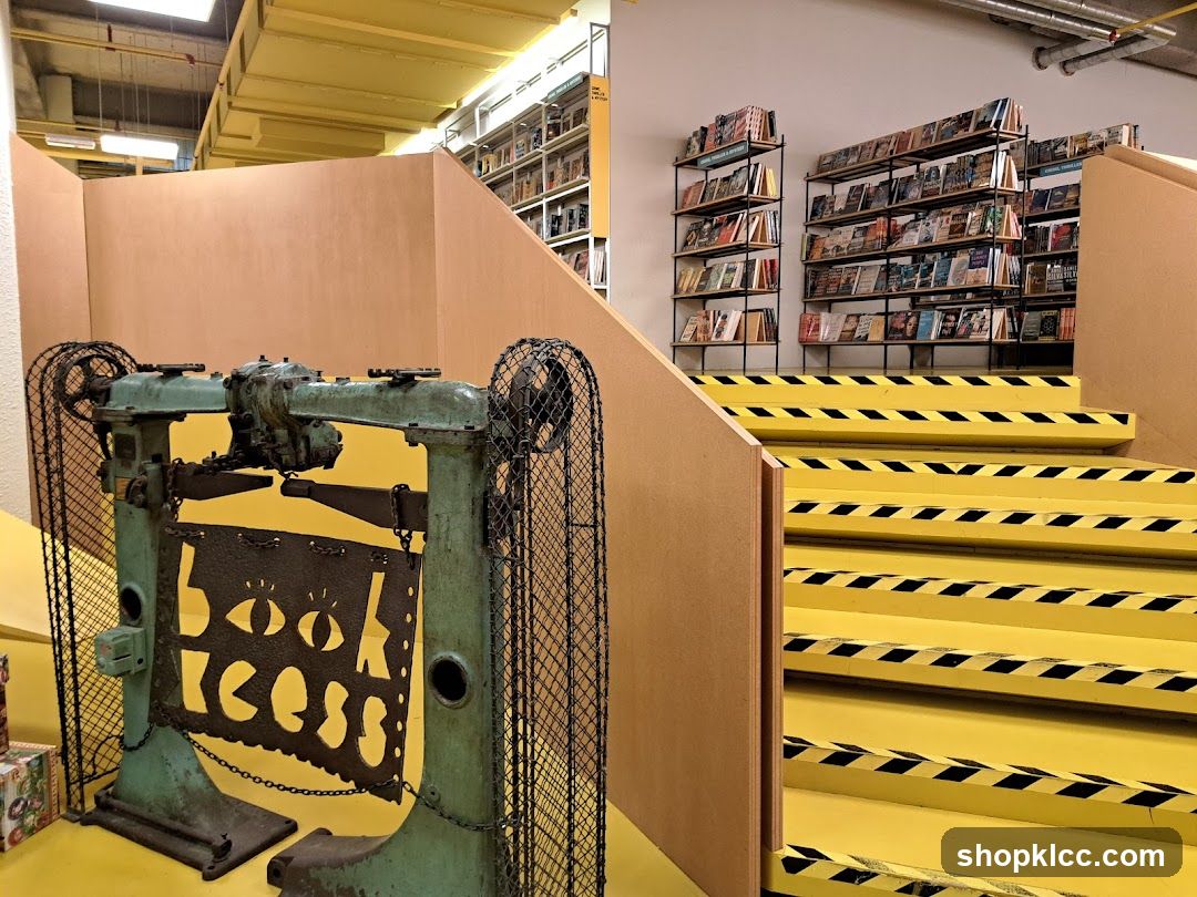 Bookstore Interior with Vintage Machine