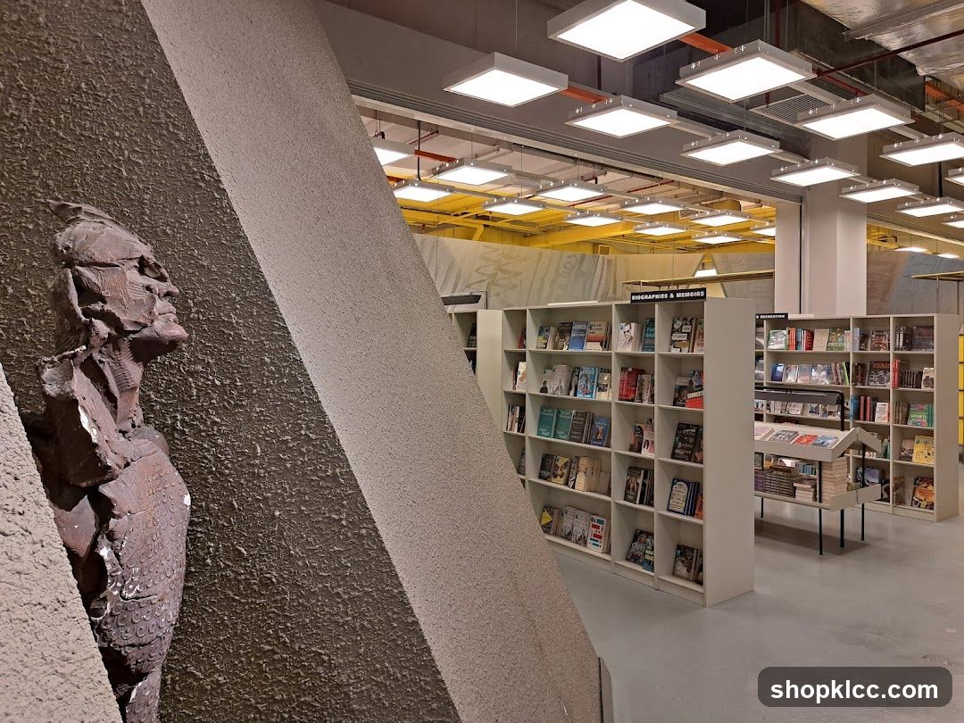 Bookstore Interior with Sculpture
