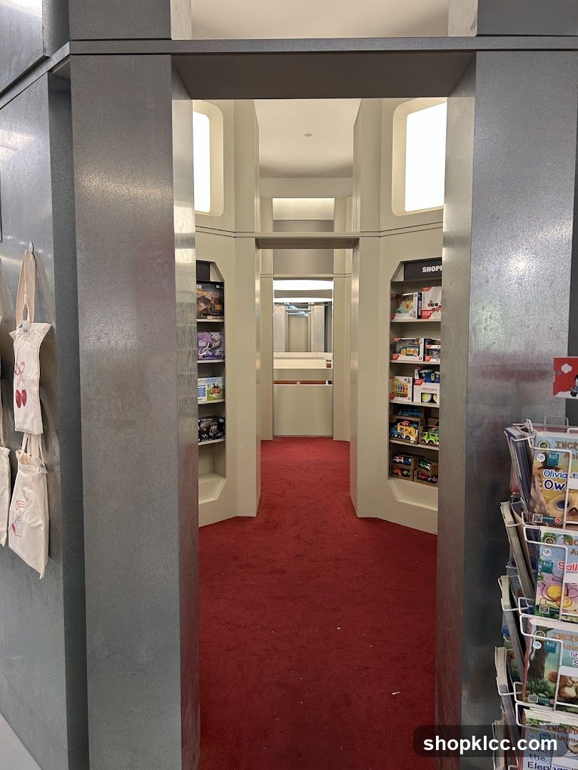 Interior of a store with shelves of toys and books