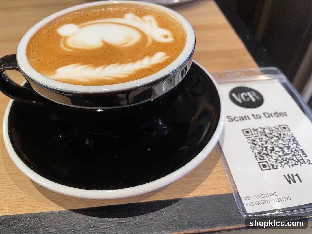 Coffee with Latte Art and QR Code
