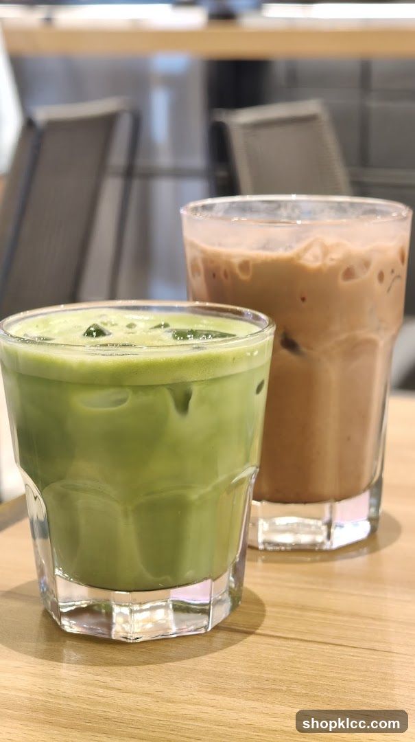 Iced Matcha and Chocolate Drinks