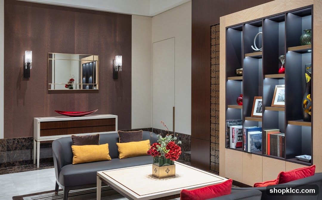 Elegant Living Room with Bookshelf