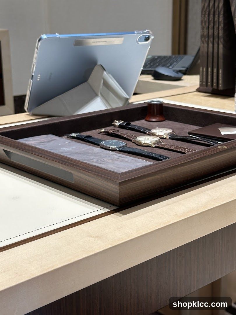 Watches Displayed on Tray with Tablet