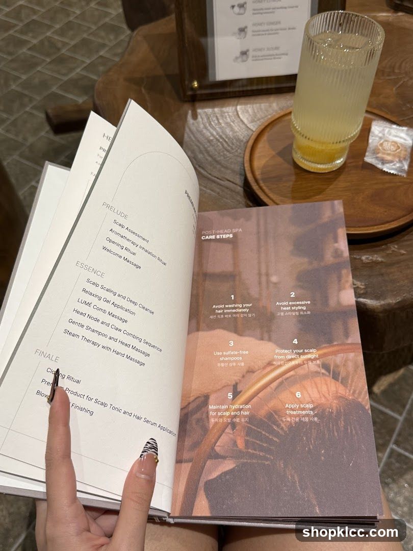 Spa Menu and Care Instructions