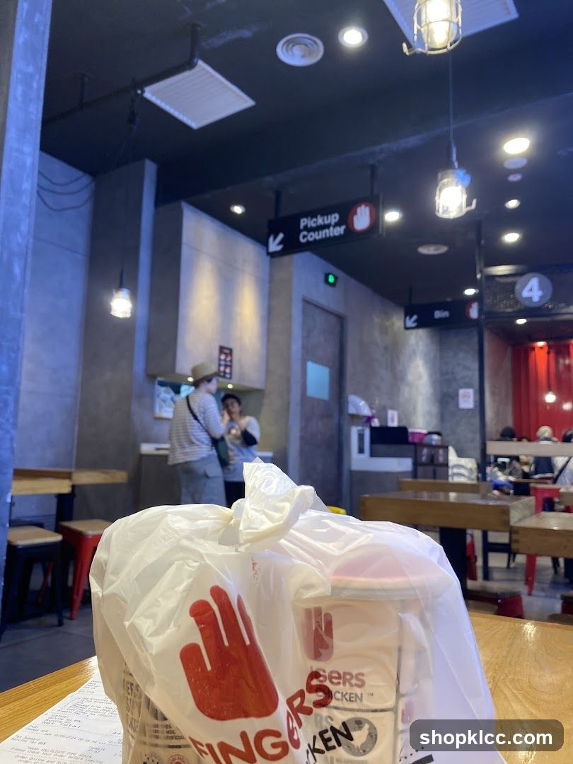 Restaurant Interior with Takeaway Bag
