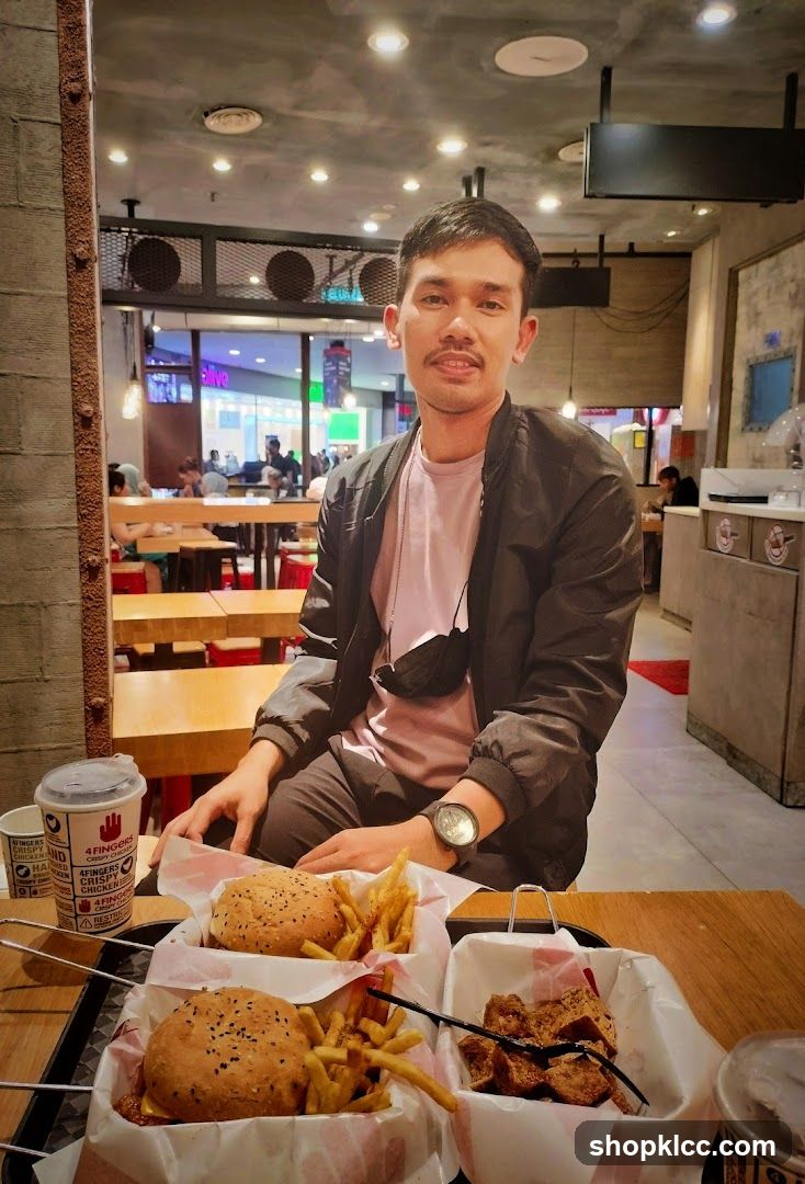 Man with Burgers and Fries