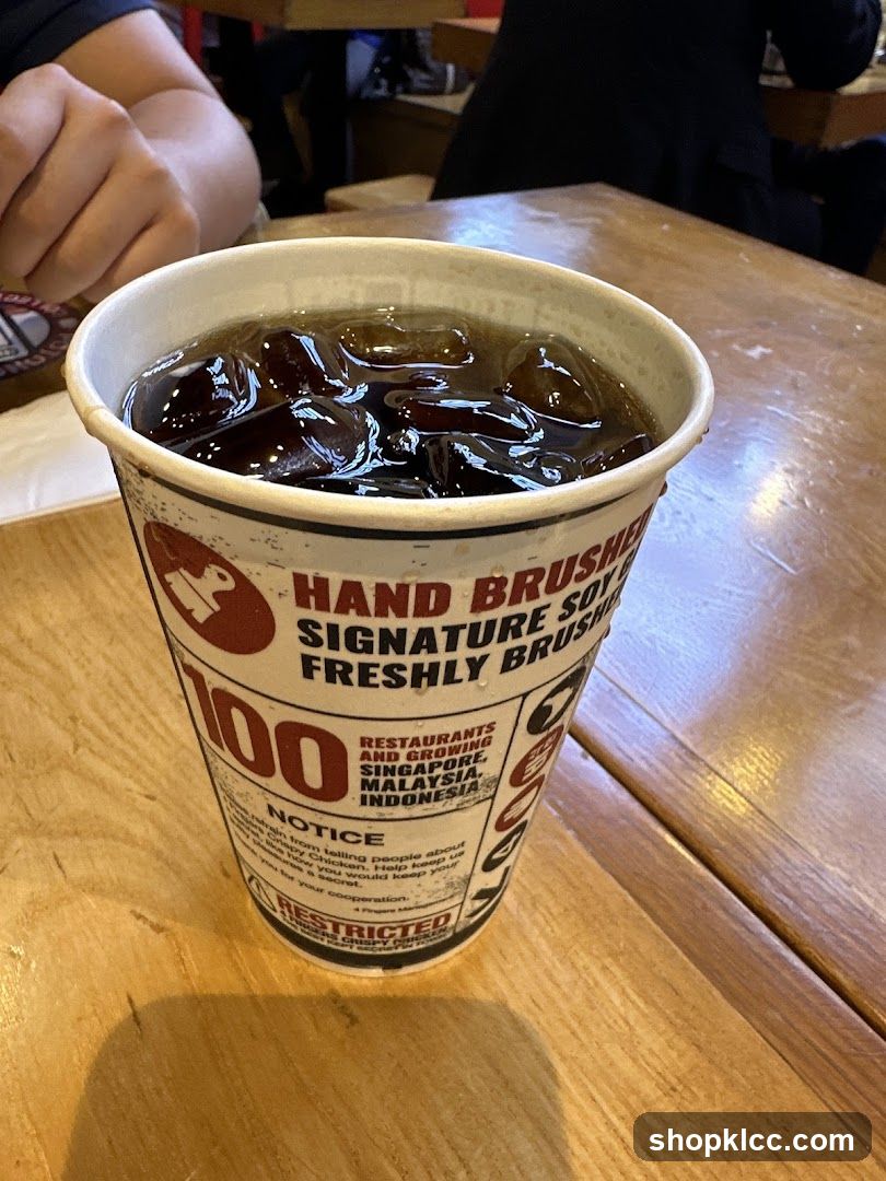 Drink in a branded cup