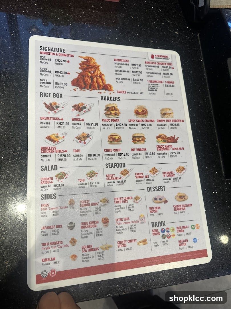 4FINGERS Crispy Chicken Menu