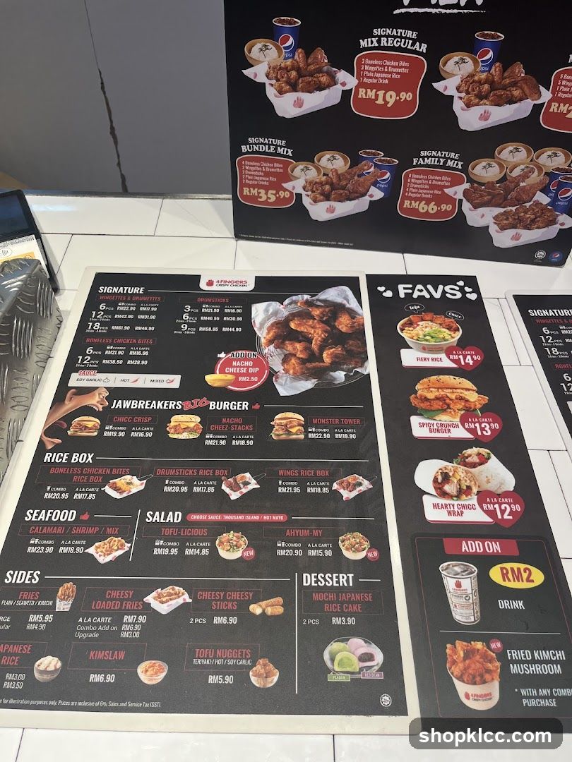 4 Fingers Crispy Chicken Menu