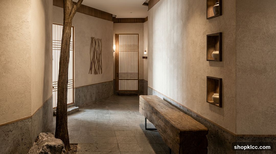 Hallway with Traditional Japanese Design Elements