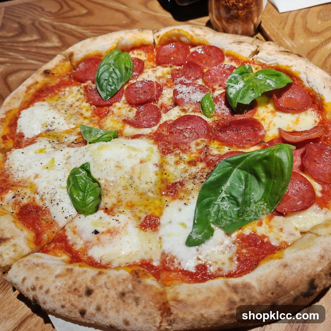 Pepperoni Pizza with Mozzarella and Basil