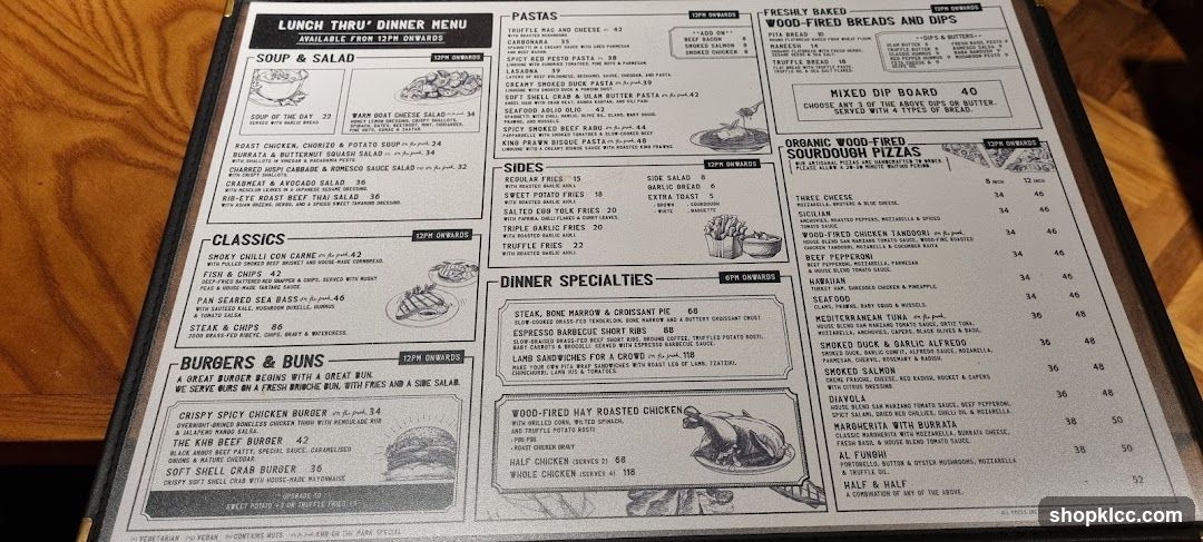 Lunch Thru Dinner Menu