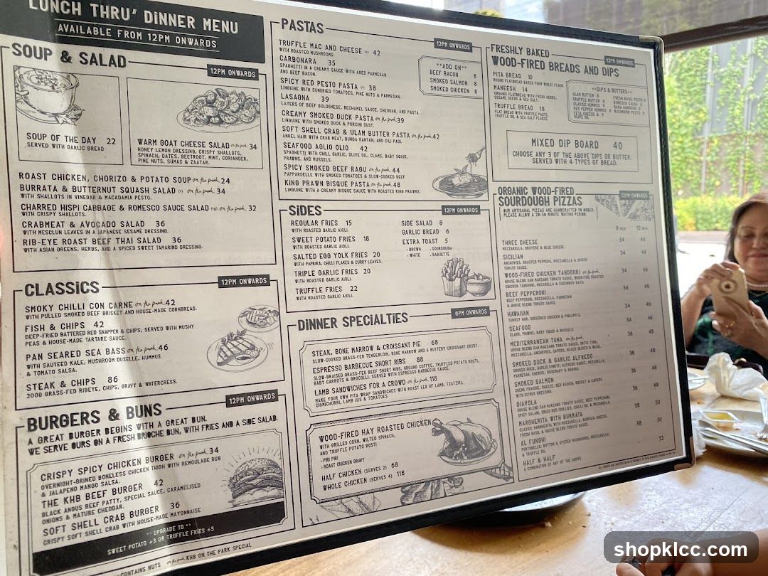 Lunch Thru' Dinner Menu