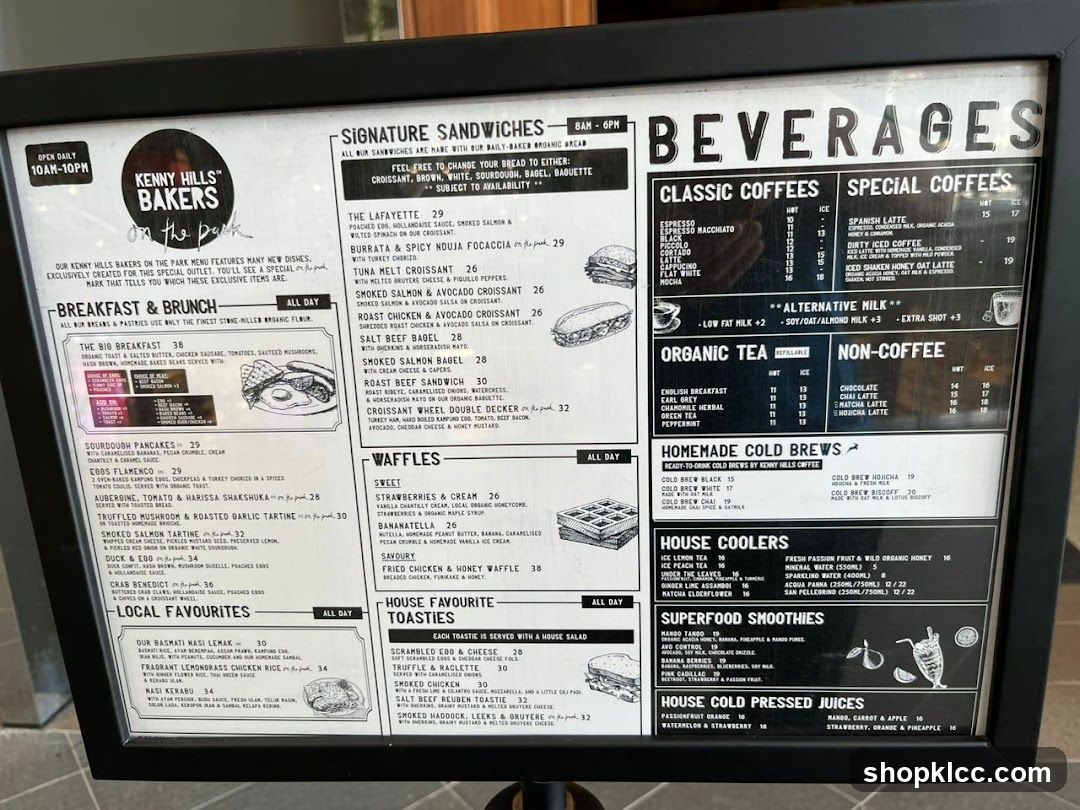 KENNY HILLS BAKERS on the park MENU