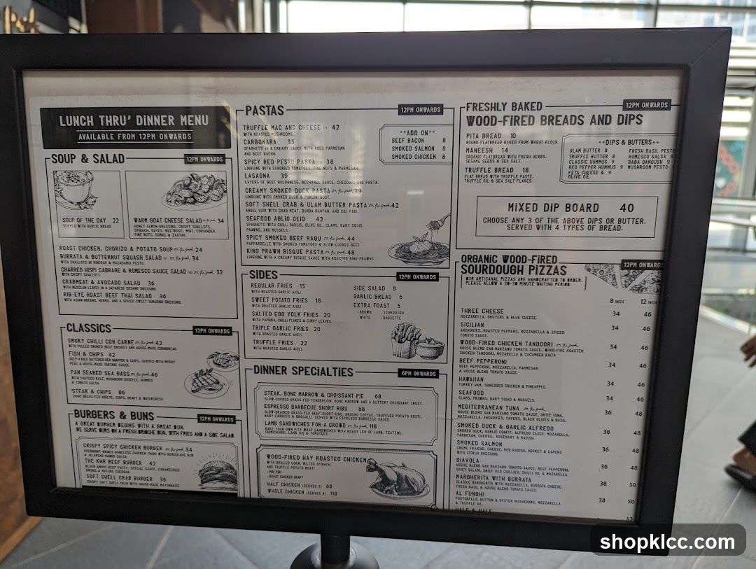 Lunch Thru' Dinner Menu