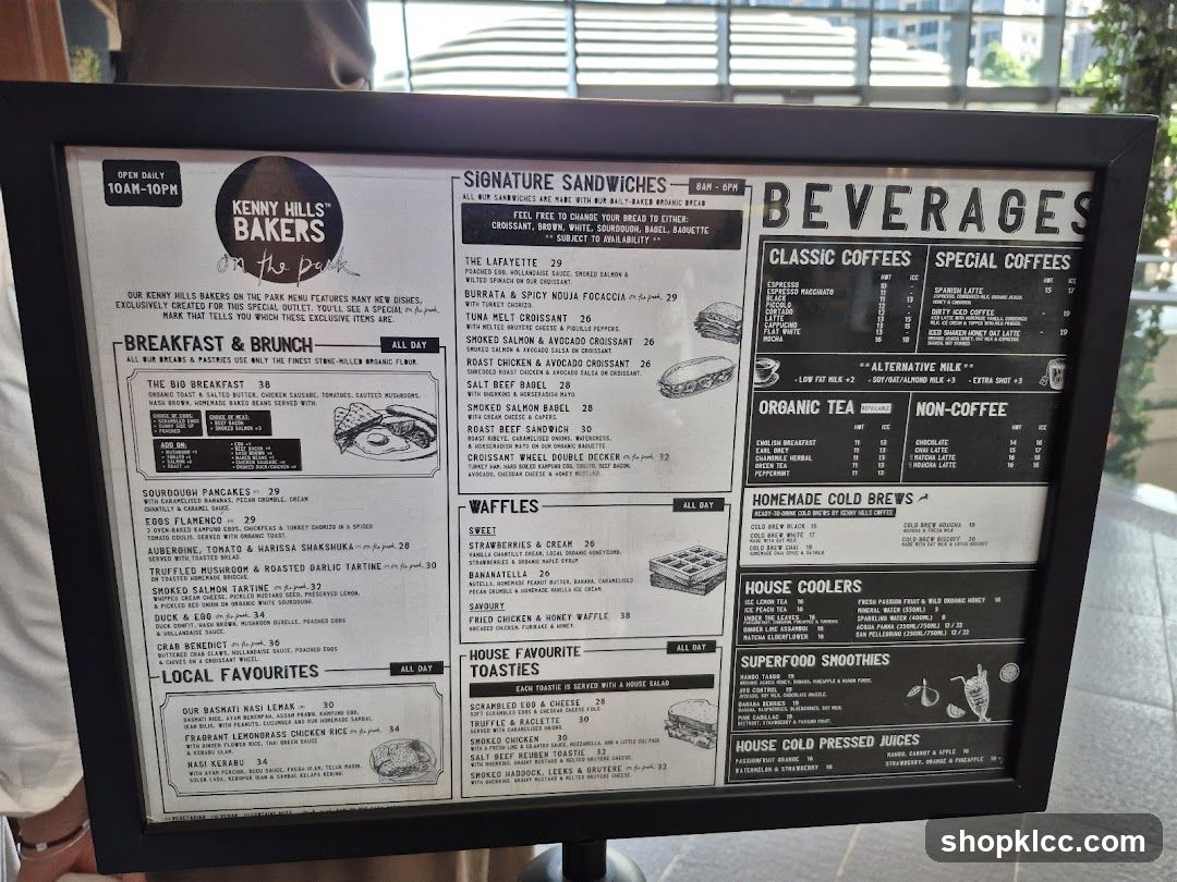 Kenny Hills Bakers Menu