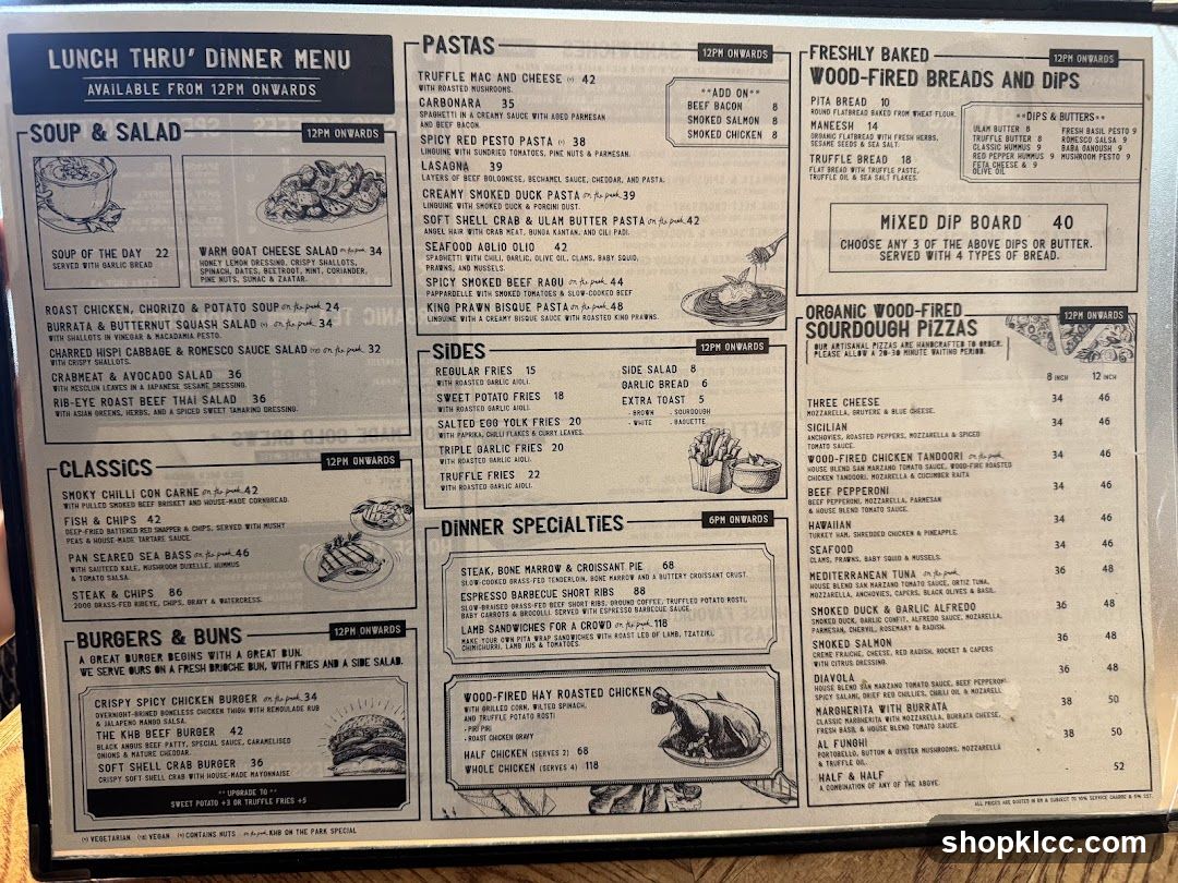 LUNCH THRU' DINNER MENU